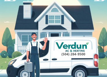 Avatar of AI generated service ac repair service van waving hello carrying a small air-conditioner in his other hand. He is wear overhauls and smiling and a same color baseball cap